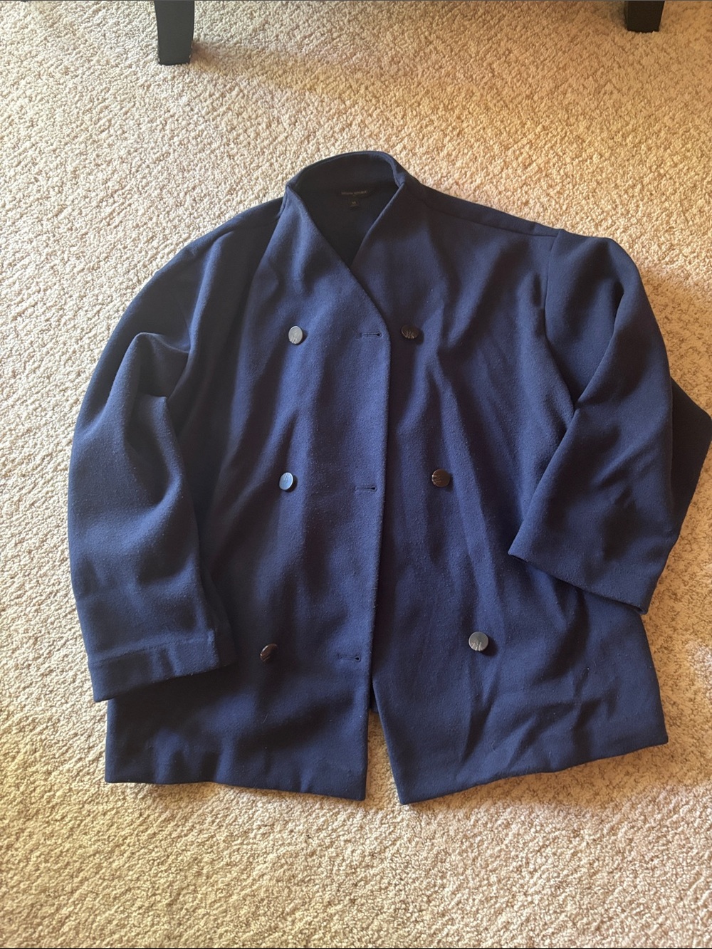 Women’s Double-Breasted Navy Soft Fabric Coat